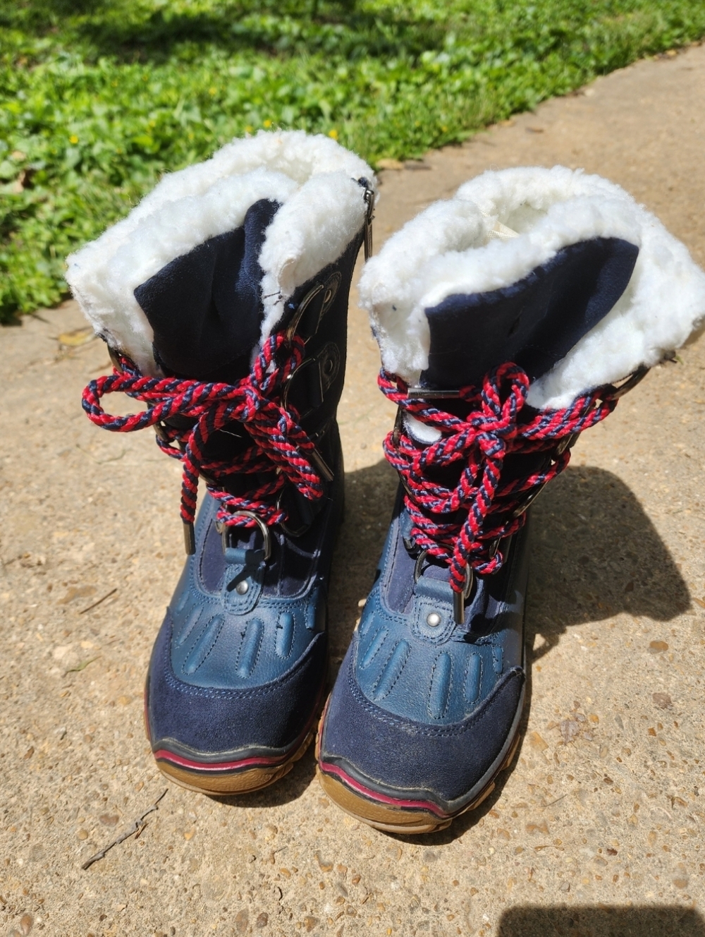 Navy Pajar Canada Alina Snow Fur Lined Lace Up Boots - Picture 3 of 14